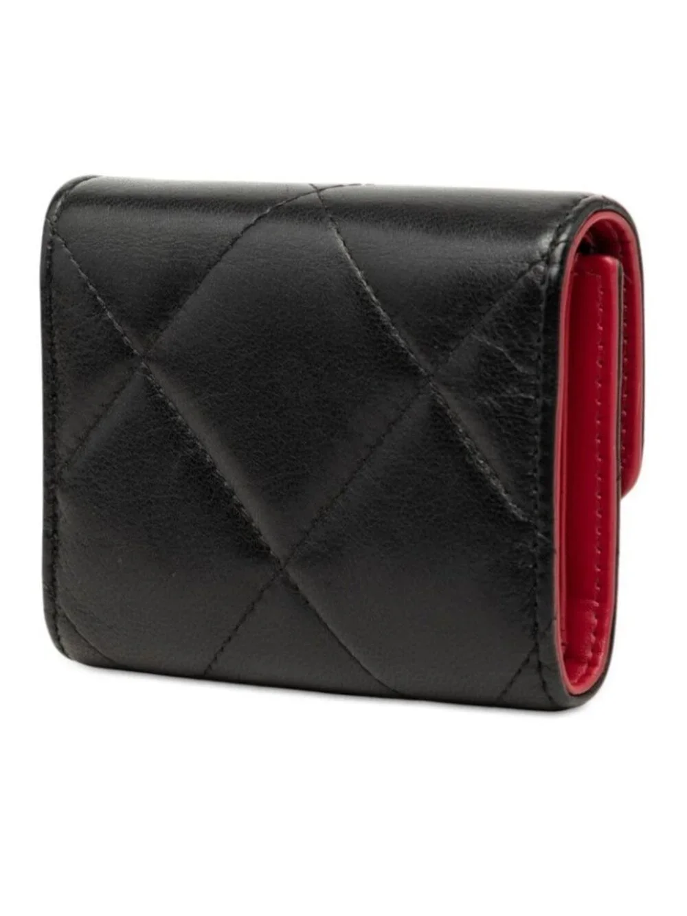 Chanel 19 Diznow CC Logo Tri Foldwallet Smallflap Wallet Black